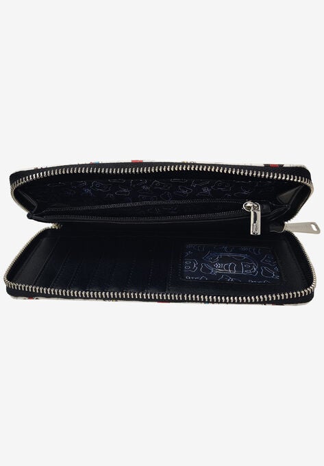Loungefly x Disney Women's Mickey Minnie Donald Daisy Zip Around Clutch Wallet, , alternate image number null