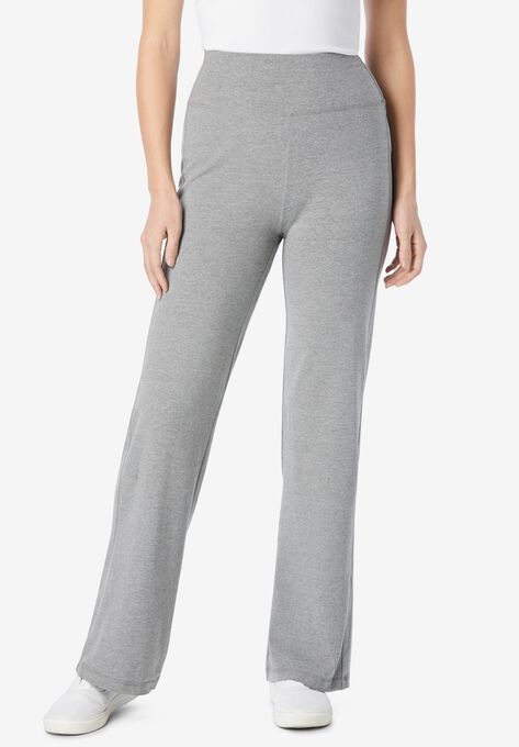 Stretch Cotton Wide Leg Pant, MEDIUM HEATHER GREY, hi-res image number null