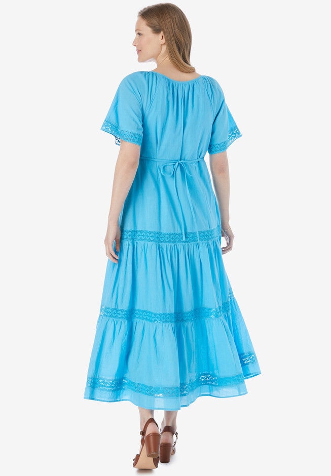 Crochet Trim Tassel-Tie Dress, , on-hover image number 1