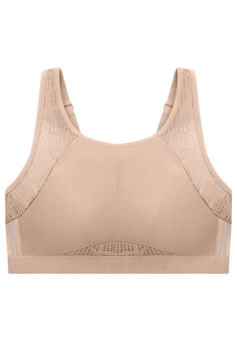 Full Figure Plus Size No-Sweat Mesh Sports Bra Wirefree 1068, , alternate image number null