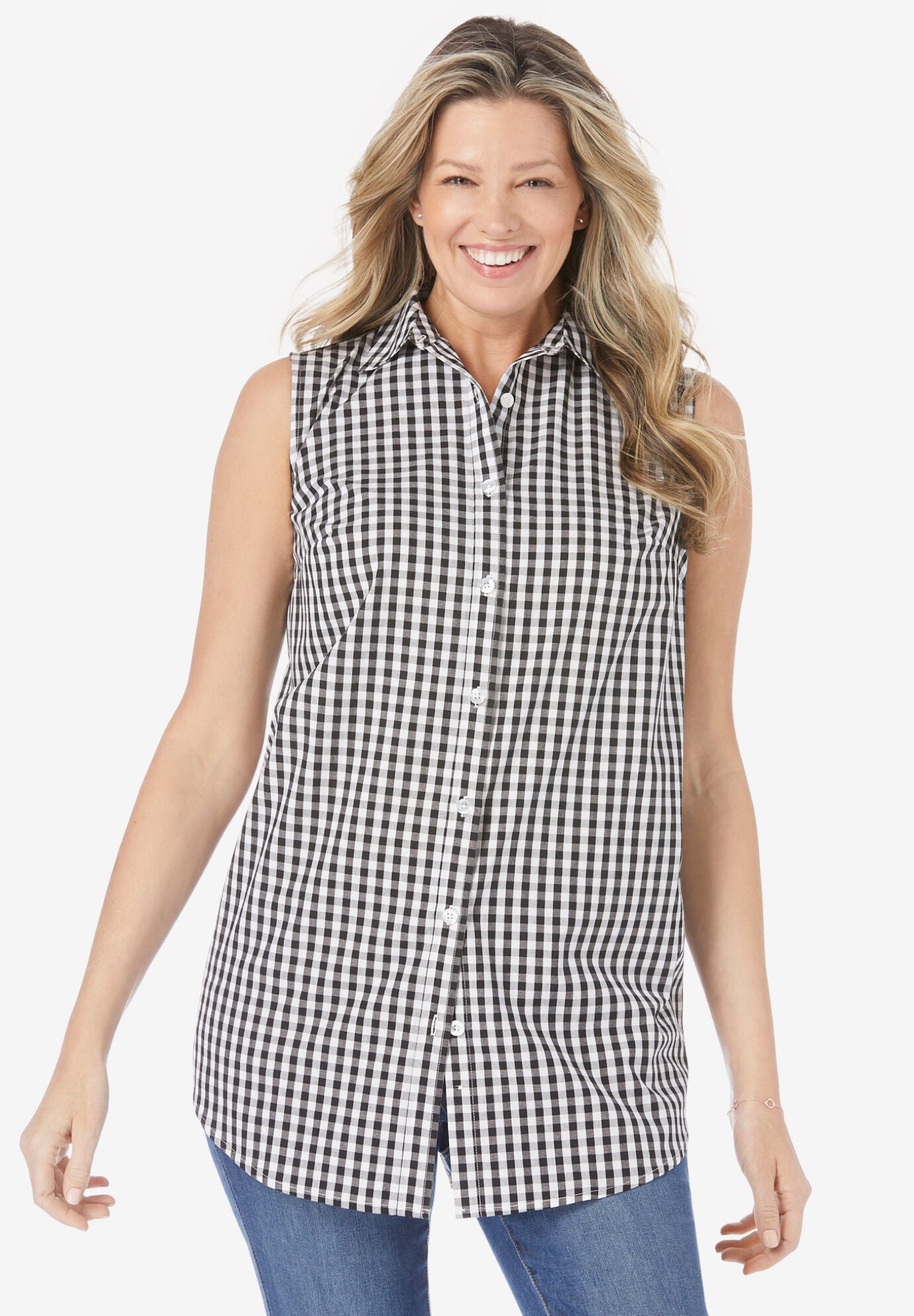 Perfect Button Down Sleeveless Shirt, , alternate image number 2