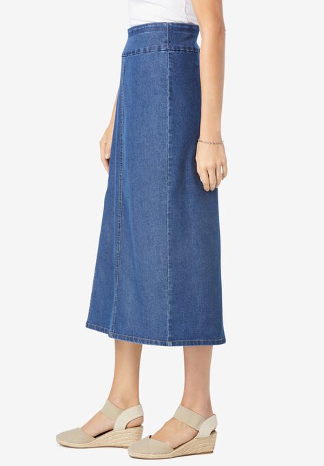 Flex-Fit Pull-On Denim Skirt, , alternate image number null