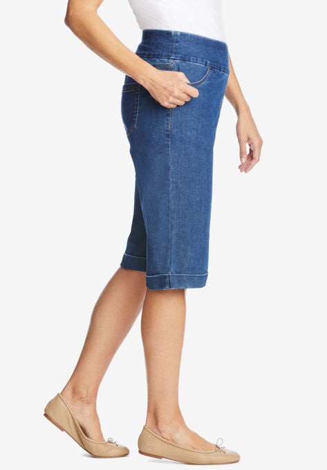 Flex-Fit Pull-On Denim Short, , alternate image number null