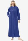Smocked velour long robe by Only Necessities®, ULTRA BLUE, hi-res image number 0