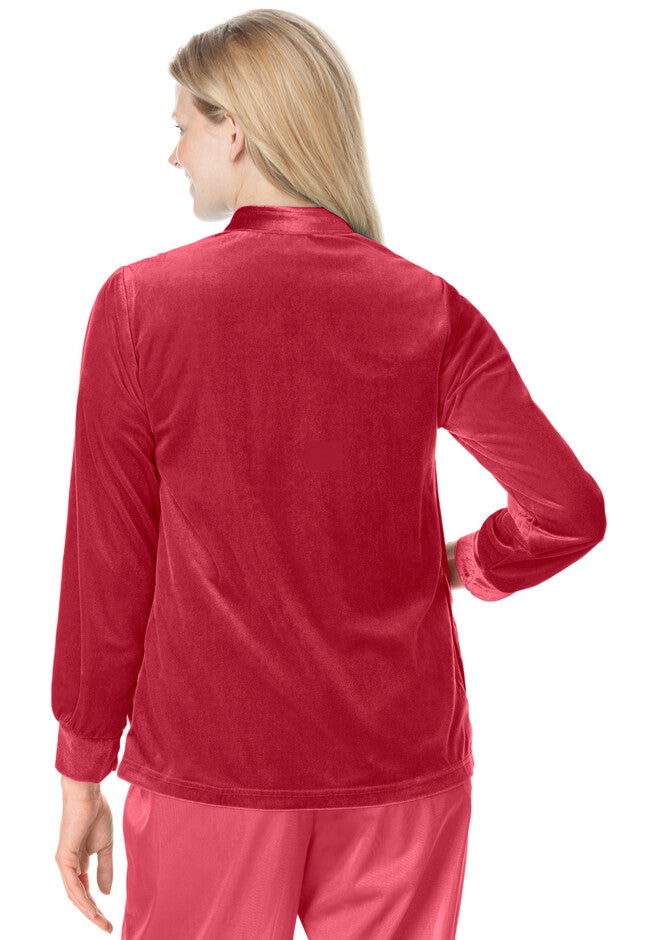 Smocked velour 25" bed jacket by Only Necessities®, , on-hover image number null