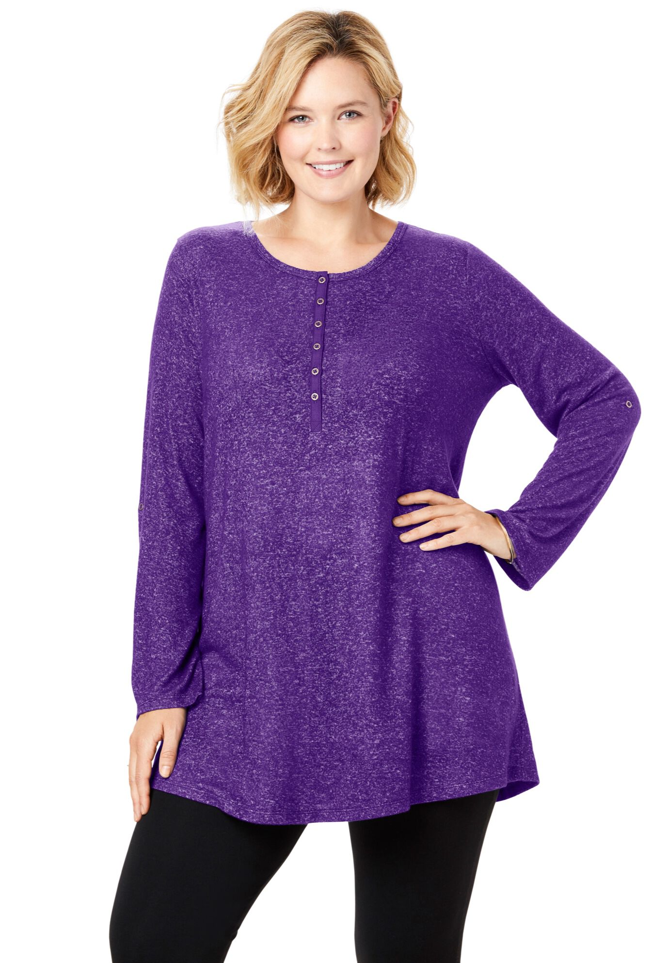 Cozy Henley Tunic, , alternate image number 3