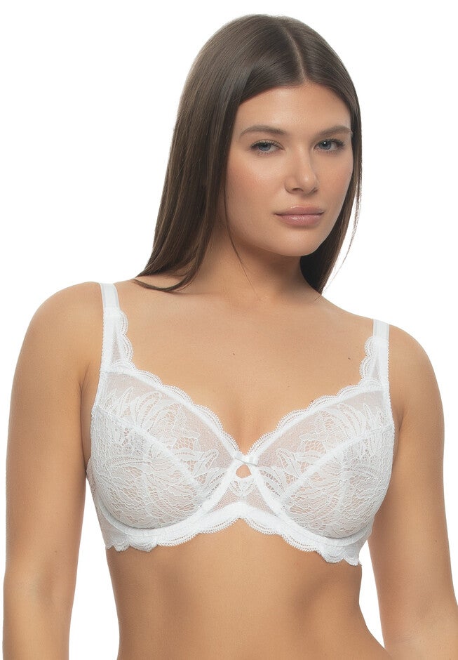 Peridot Unlined Lace Bra, WHITE, hi-res image number 0