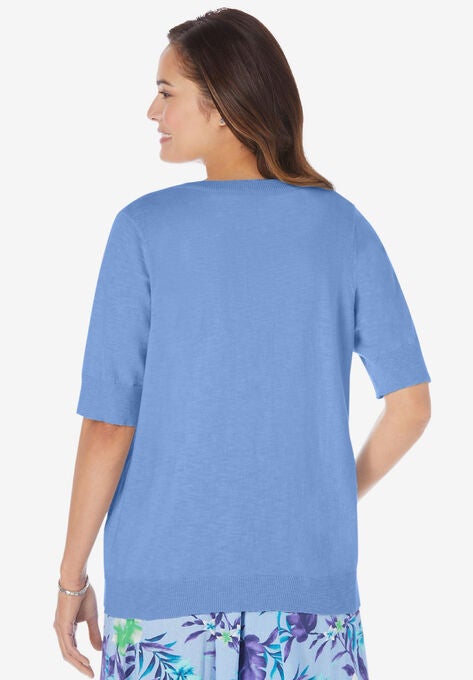 Short Sleeve V-Neck Cardigan, , on-hover image number null