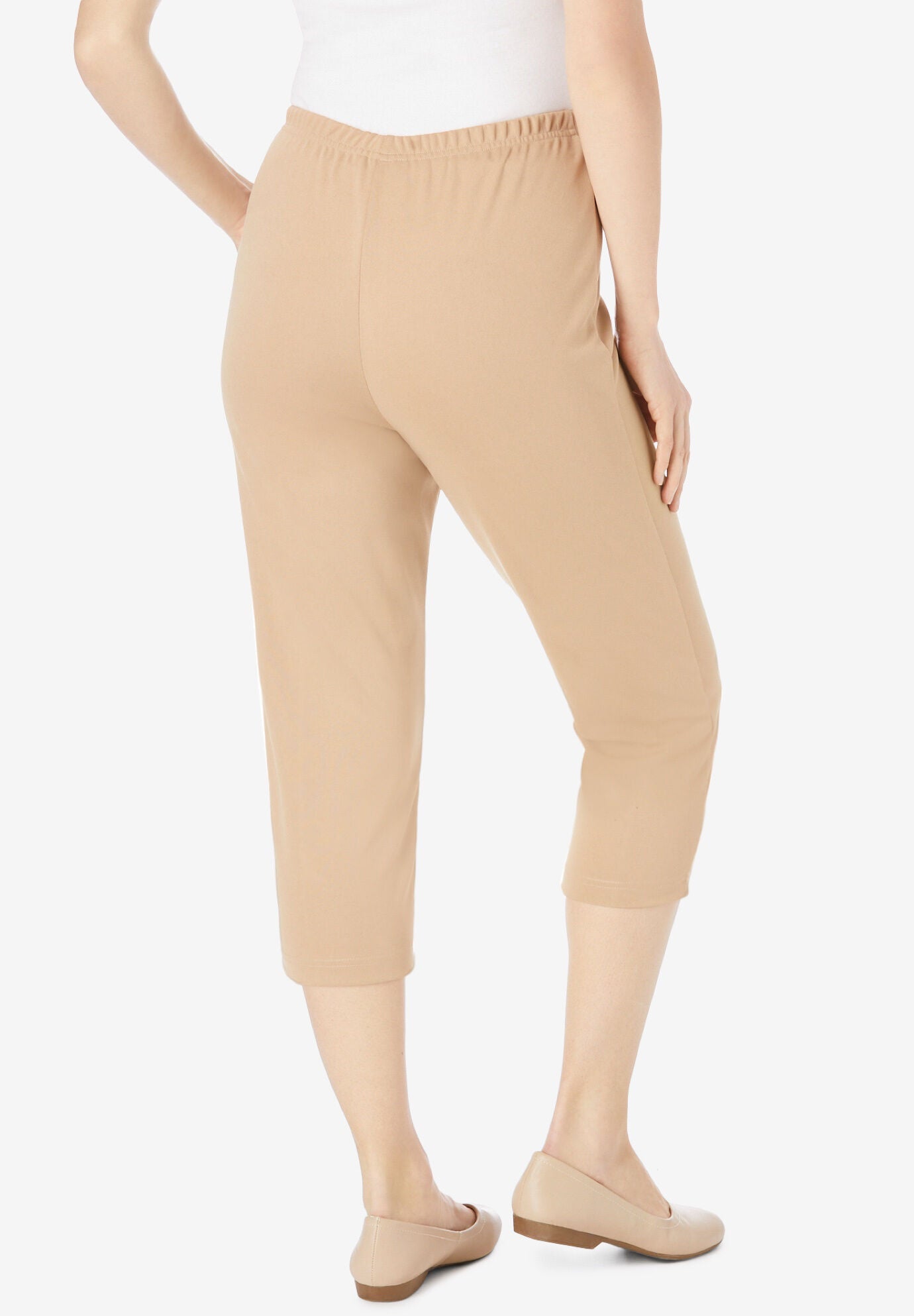 The Hassle-Free Soft Knit Capri, NEW KHAKI, on-hover image number 1