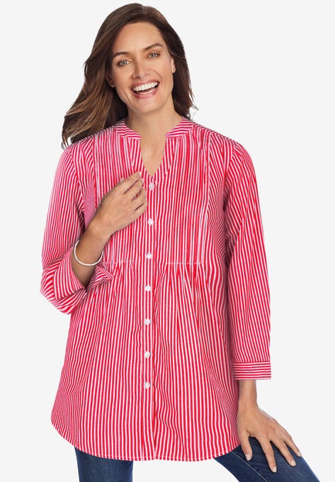 Perfect Pintuck Tunic, CLASSIC RED STRIPE, hi-res image number null