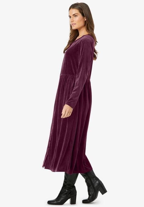 21-Button Velour Dress, , alternate image number null