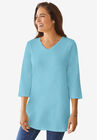 Perfect Three-Quarter Sleeve V-Neck Tunic, SEAMIST BLUE, hi-res image number 0