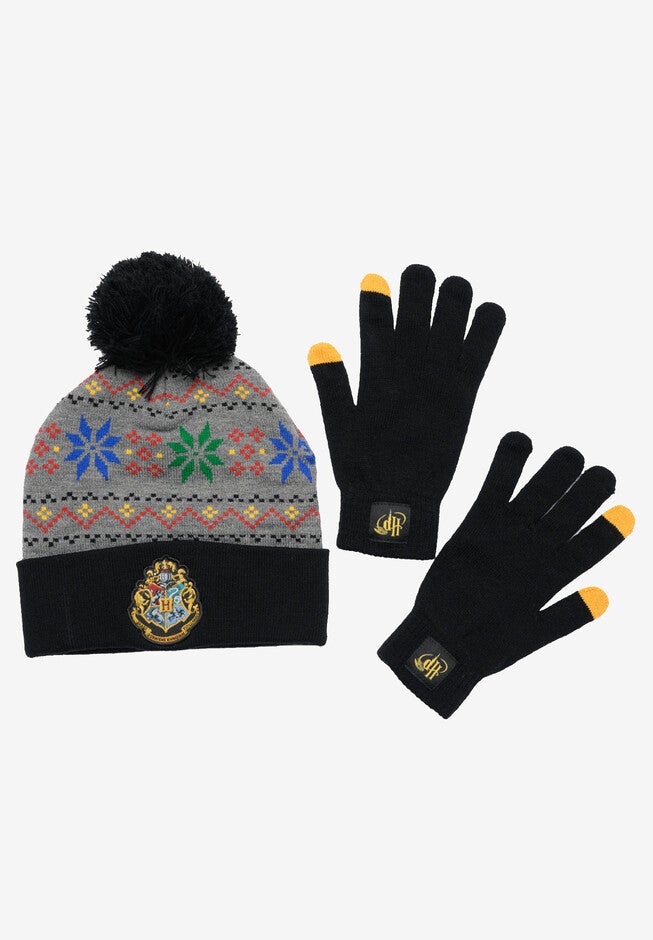 Harry Potter Beanie Hat With Gloves Touch Screen Knit Hogwarts Set, , alternate image number null