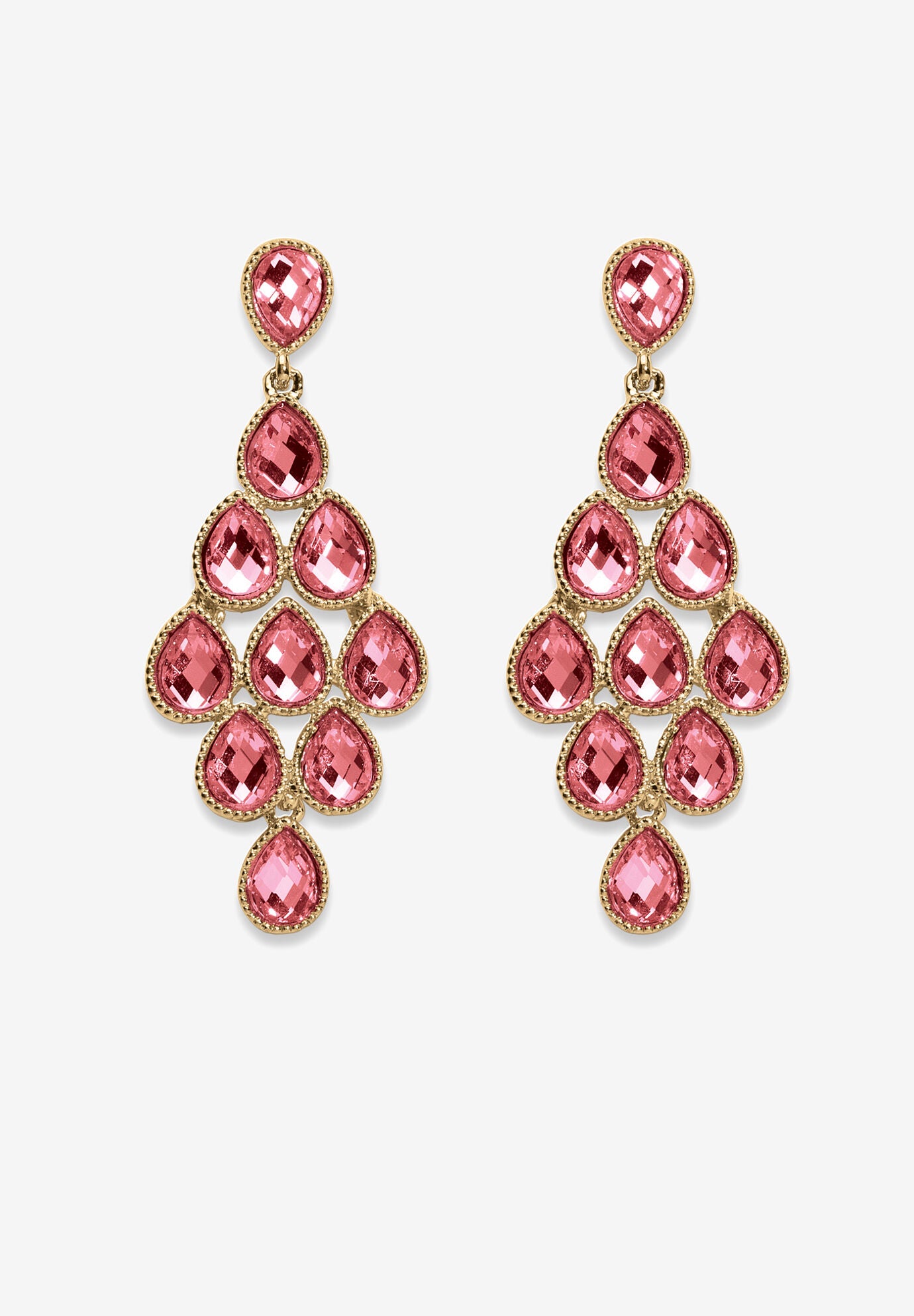 Gold Tone Pear Cut Simulated Birthstone Earrings, OCTOBER, hi-res image number 0