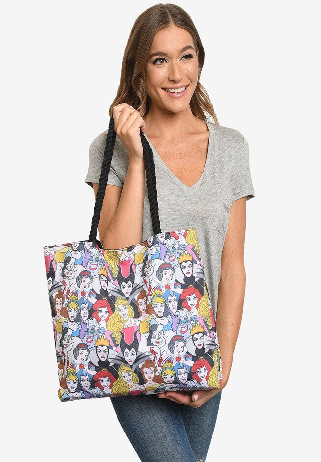Disney Princesses & Villains Tote Bag Travel Beach Carry-on All-over Print, , on-hover image number 1