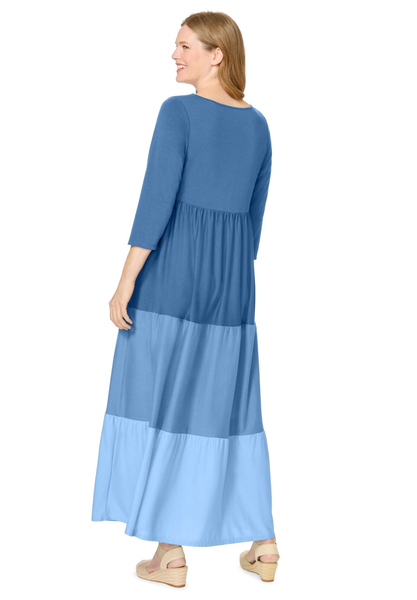 Colorblock Tiered Dress, BLUE COAST COLORBLOCK, on-hover image number 1