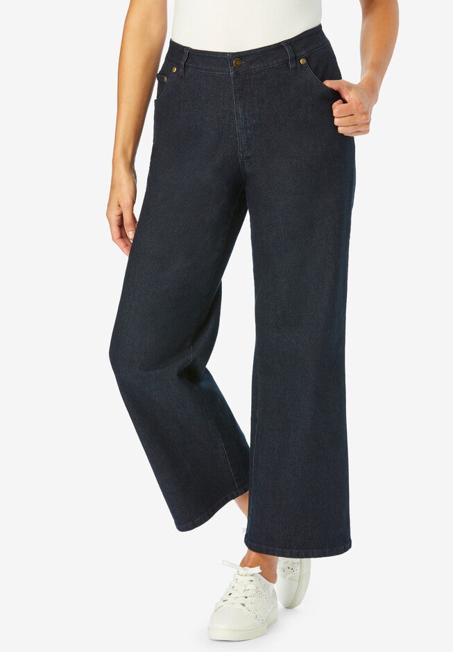 Stretch Wide-Leg Ankle Jean, INDIGO, hi-res image number null