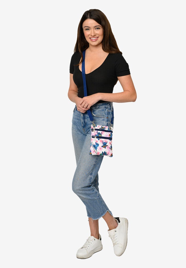 Stitch Passport Bag Travel Crossbody Purse Pink White, , alternate image number 5