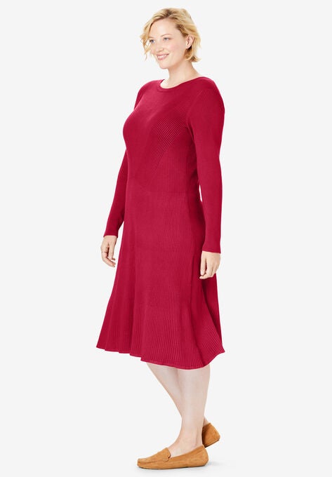 Rib Knit Sweater Dress, , alternate image number null
