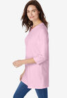 Three-Quarter Sleeve Perfect Crewneck Tunic, , alternate image number null