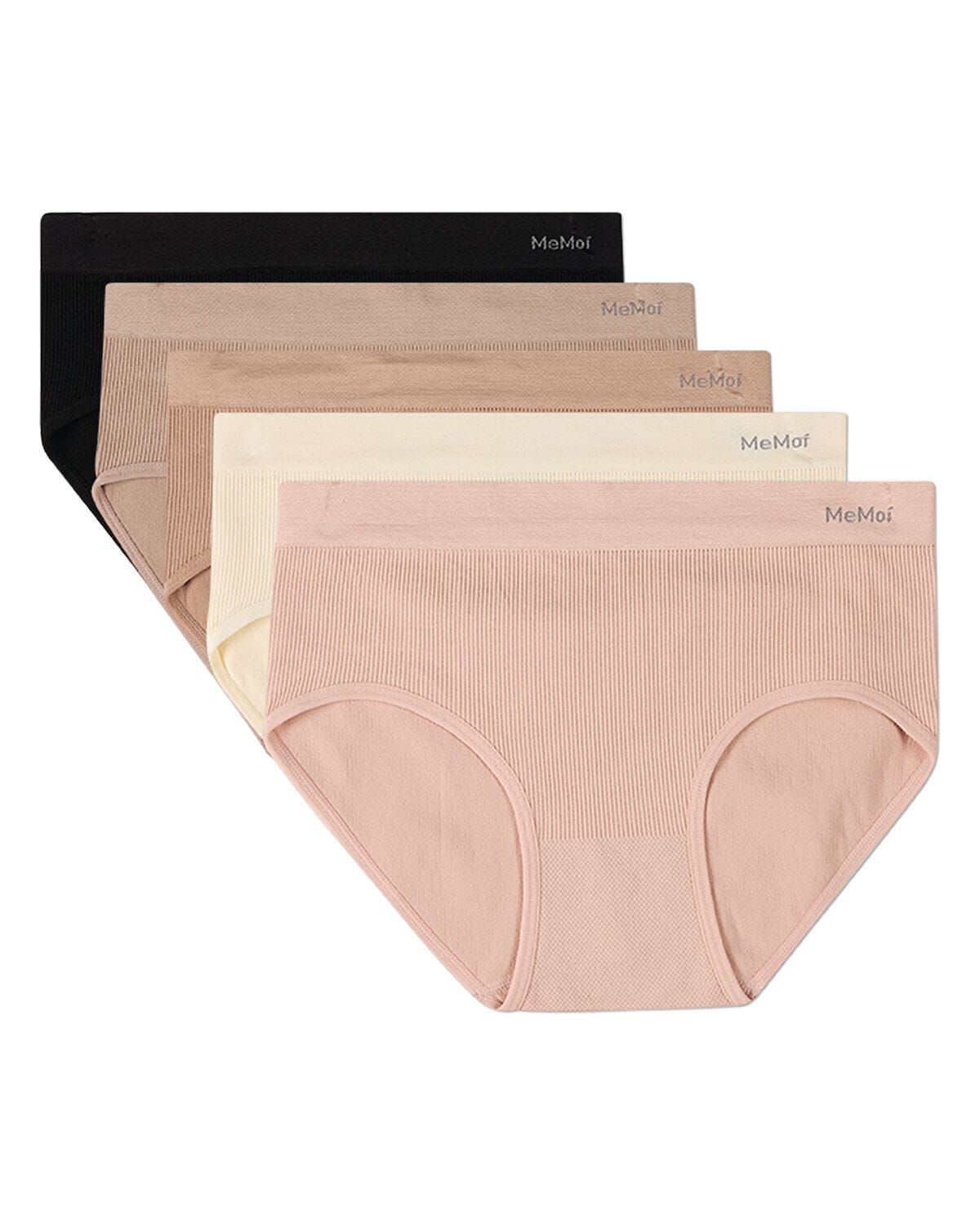 5 Pair Women's Seamless Pin-Rib Tag-Free Full-Coverage Brief Panties, SEPIA ROSE MULTI, hi-res image number 0