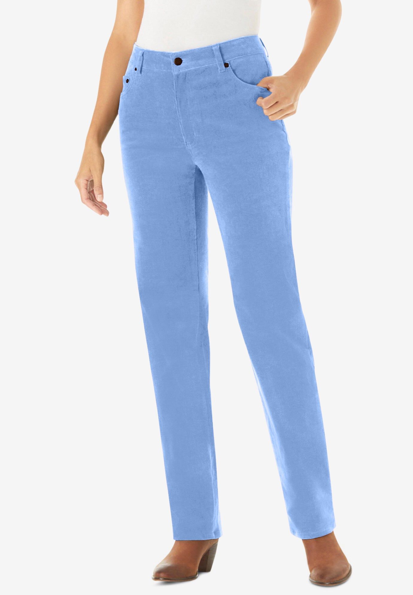 Corduroy Straight Leg Jeans, FRENCH BLUE, hi-res image number 0