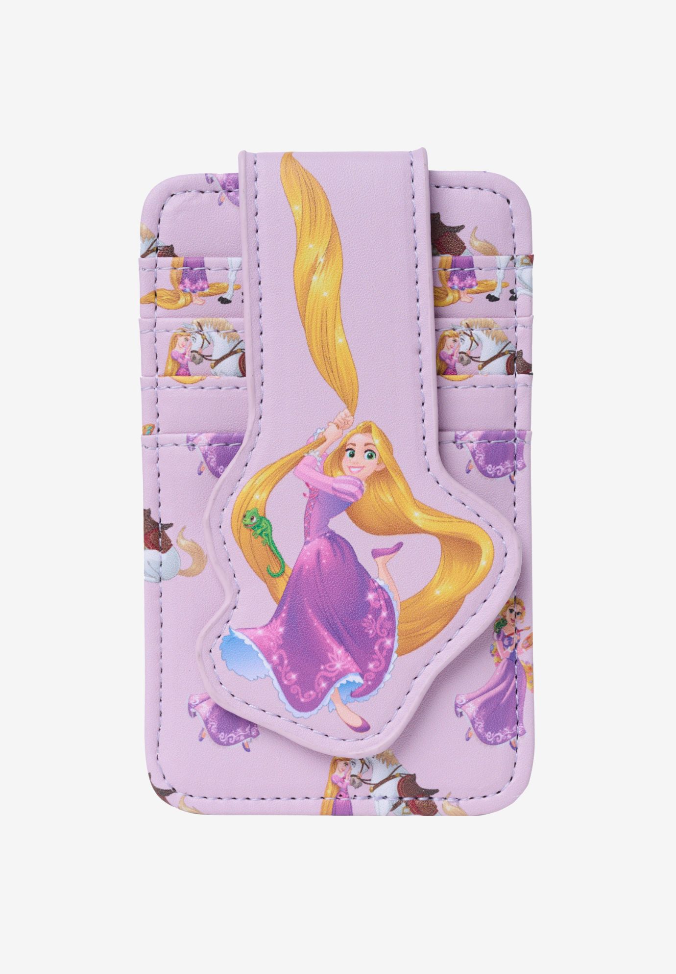 Disney Tangled Rapunzel Card Holder Snap Wallet Button Snap Closure Purple, PURPLE, hi-res image number 0
