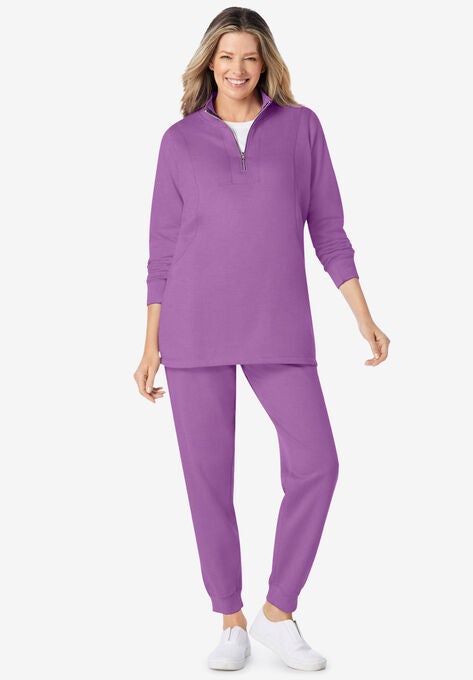 2-piece fleece sweatshirt set, PRETTY VIOLET, hi-res image number null