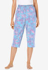 Knit Sleep Capri , PALE OCEAN TIE DYE HEARTS, hi-res image number null