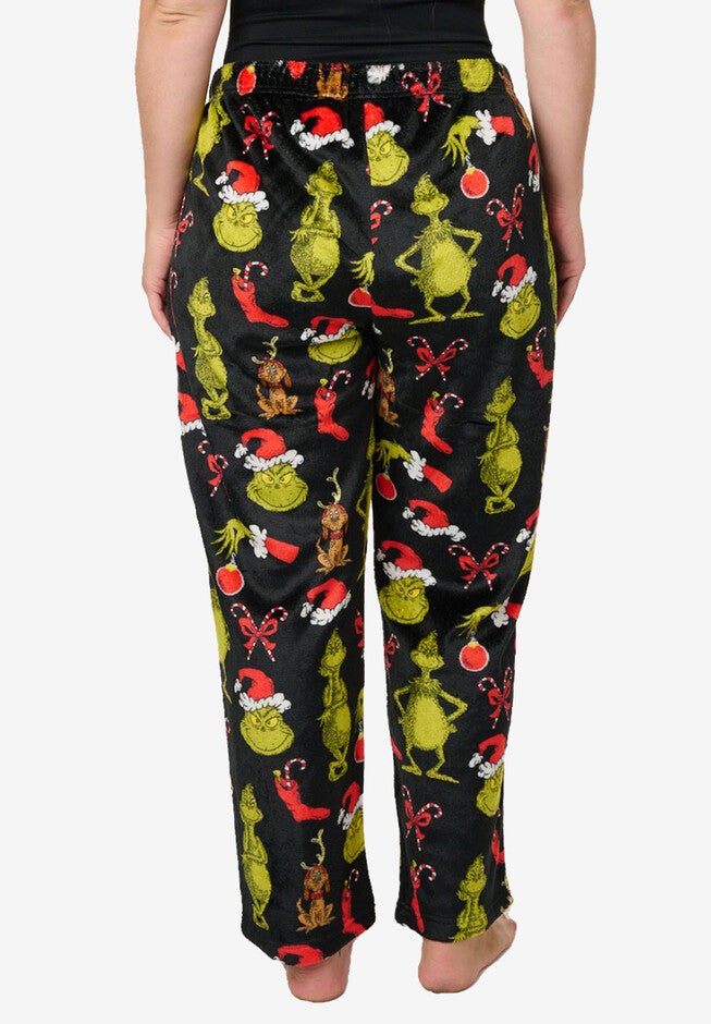 Grinch Christmas Plush Pajama Pants, , on-hover image number null