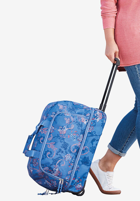 2-Piece Duffle Trolley & Cosmetic Case Set, DUSTY INDIGO SCROLL, hi-res image number null