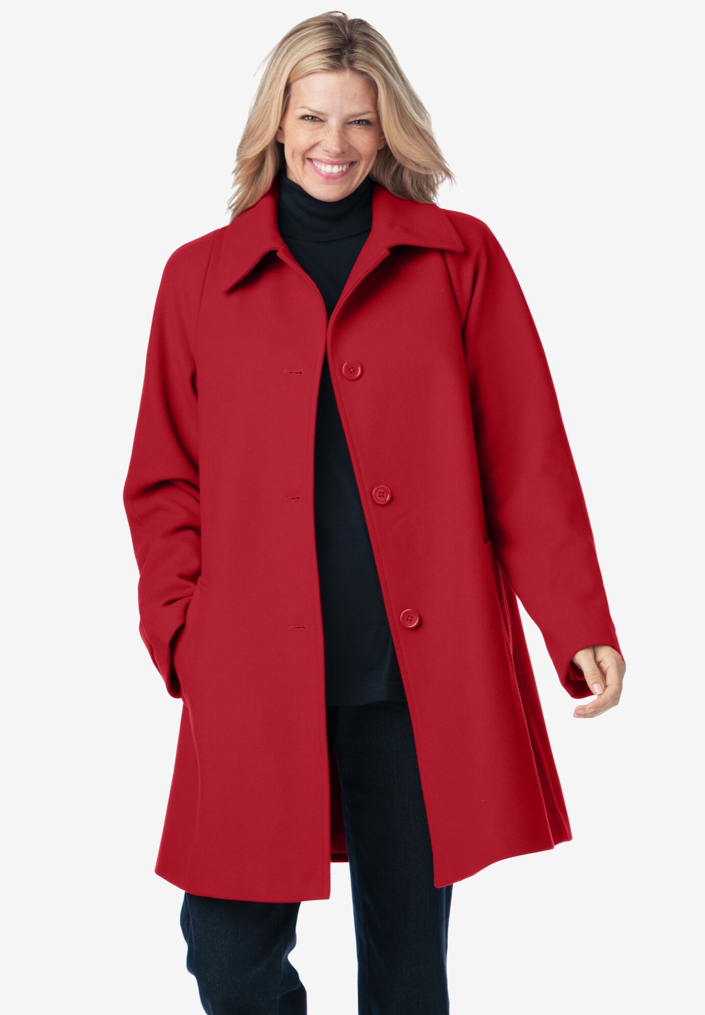 Wool-Blend Classic A-Line Coat | OneStopPlus