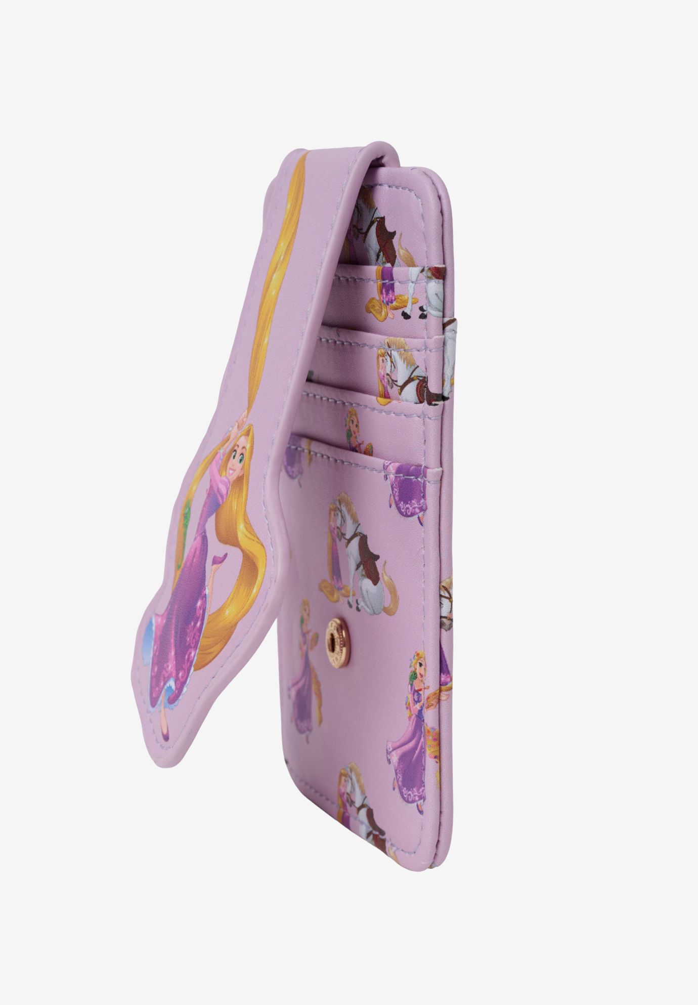 Disney Tangled Rapunzel Card Holder Snap Wallet Button Snap Closure Purple, PURPLE, alternate image number 2