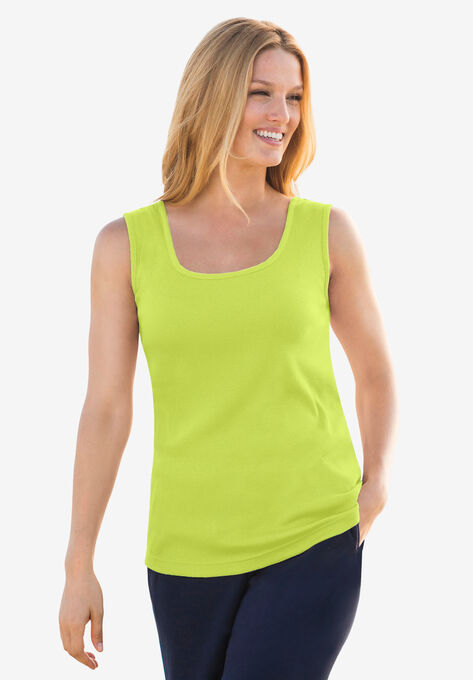 Rib Knit Tank, LIME, hi-res image number null