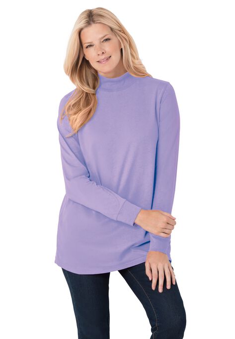 Perfect Long-Sleeve Mock-Neck Tee, , alternate image number null