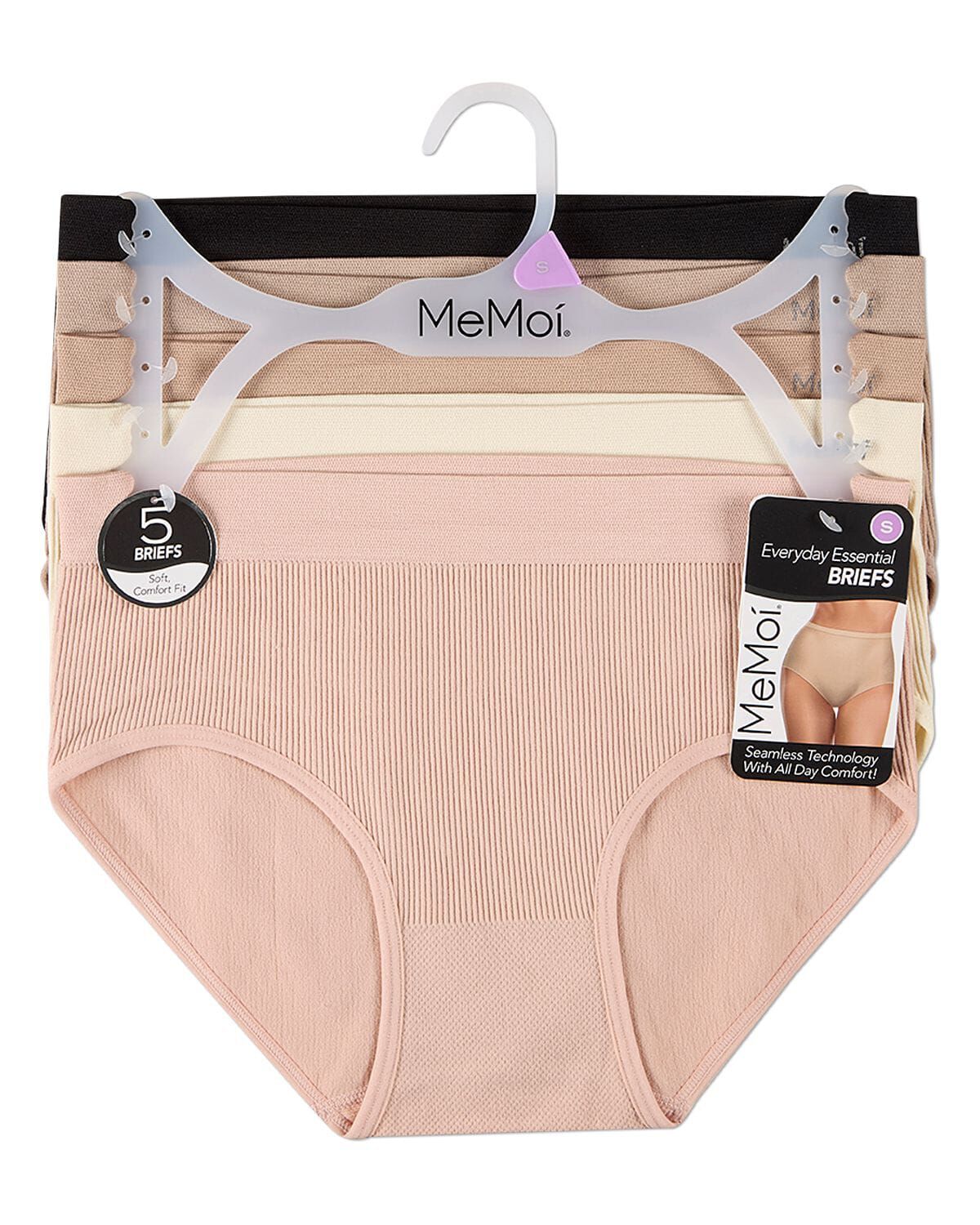 5 Pair Women's Seamless Pin-Rib Tag-Free Full-Coverage Brief Panties, SEPIA ROSE MULTI, alternate image number 1