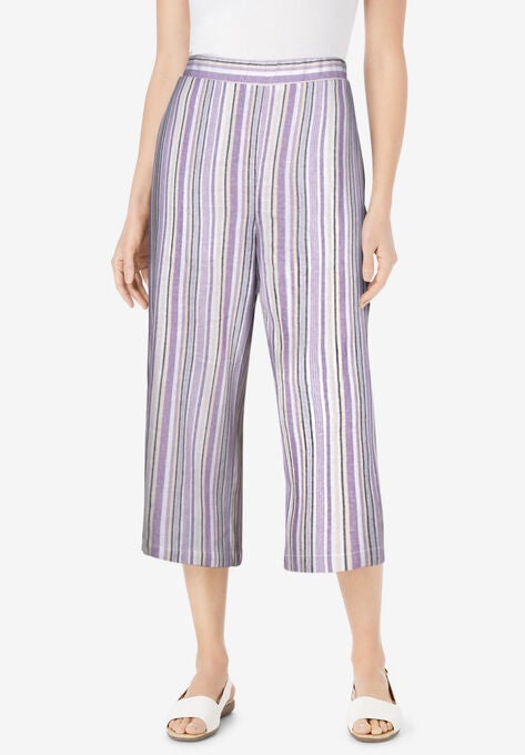 Linen Capri, PRETTY VIOLET STRIPE, hi-res image number null