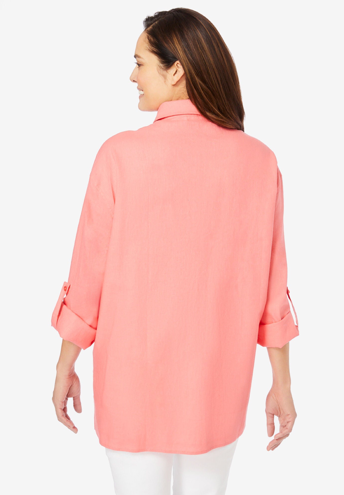 Linen Button-Front Tunic, , on-hover image number 1