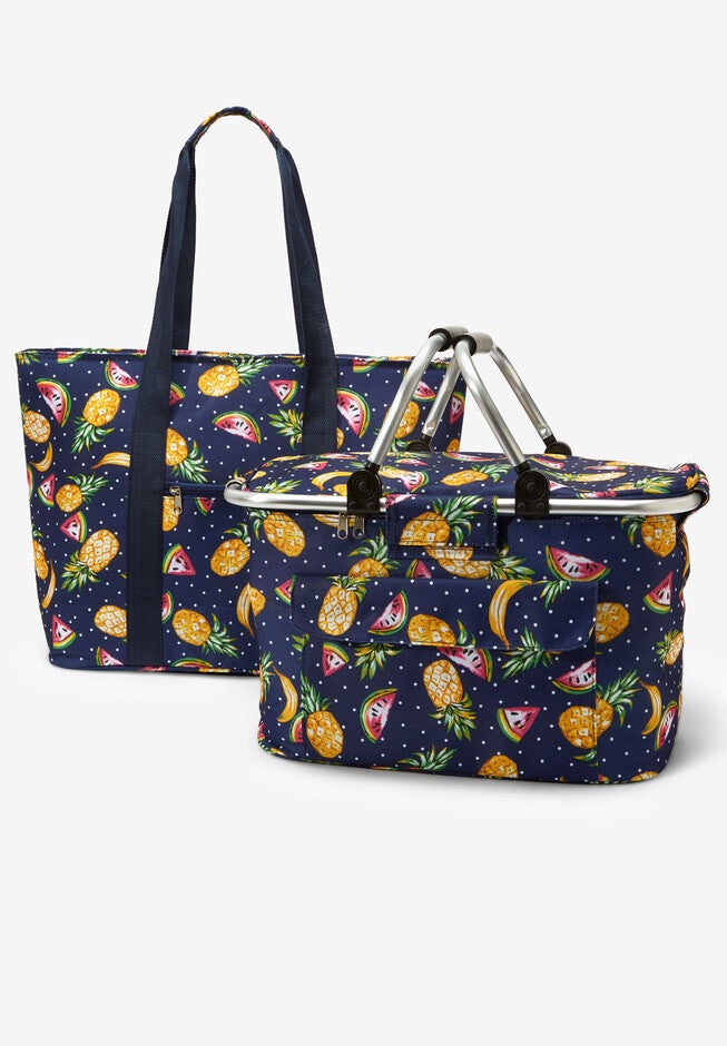 2-Piece Picnic Basket set, MULTI FRUIT DOT, hi-res image number 0