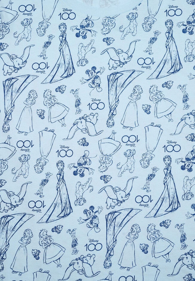 Disney 100 Characters All-Over Print T-Shirt Light Blue, , alternate image number null