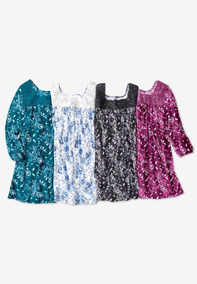 Lace Trim Three-Quarter Sleeve Tunic., , alternate image number null