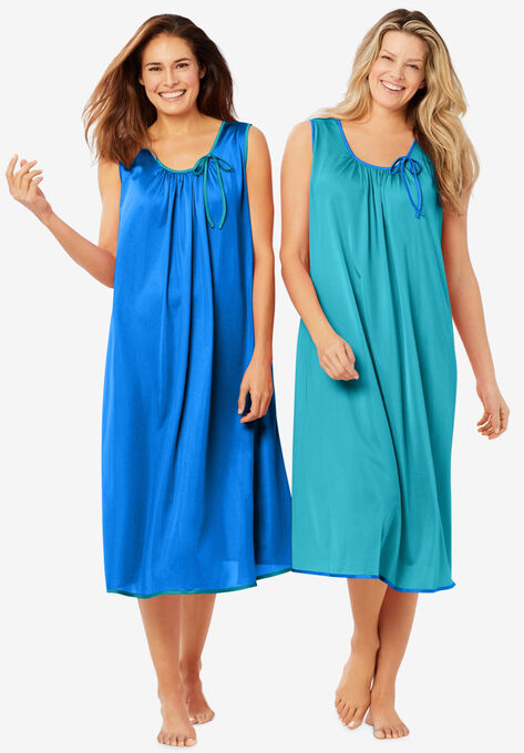 2-Pack Sleeveless Nightgown , POOL BLUE CARIBBEAN BLUE, hi-res image number null