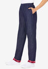 Elastic-Waist Cotton Straight Leg Pant with Flannel Lining, , alternate image number null
