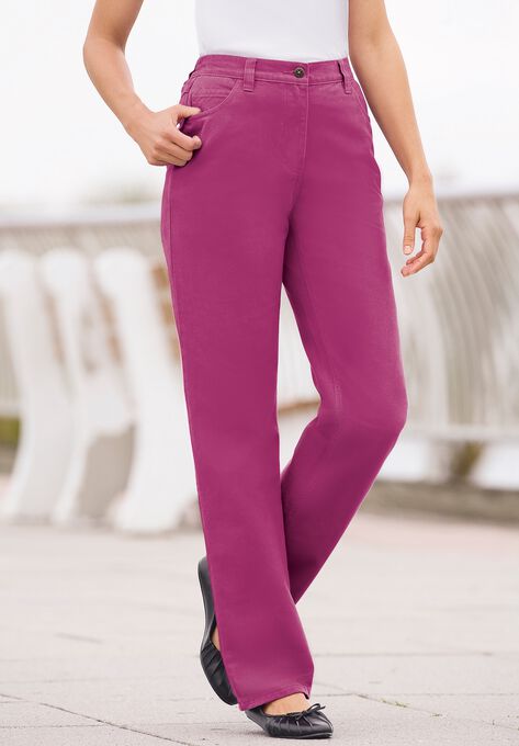 Back-Elastic Straight Leg Cotton Jean, , alternate image number null