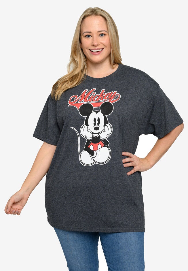 Disney Mickey Mouse Varsity T-Shirt Charcoal Gray T-Shirt, , alternate image number 2