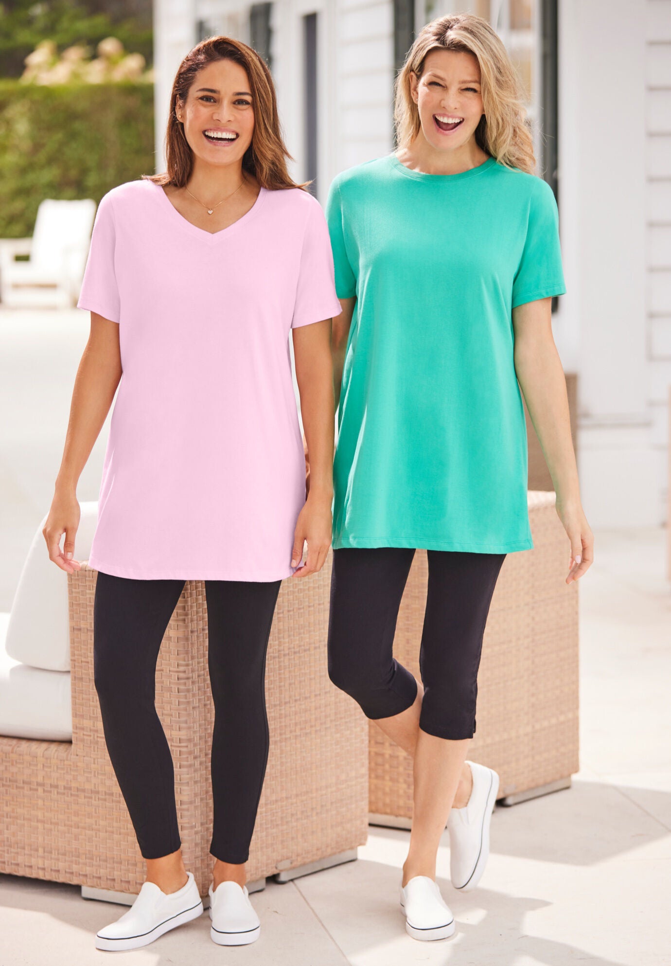 Perfect Printed Short-Sleeve V-Neck Tunic, , alternate image number 6