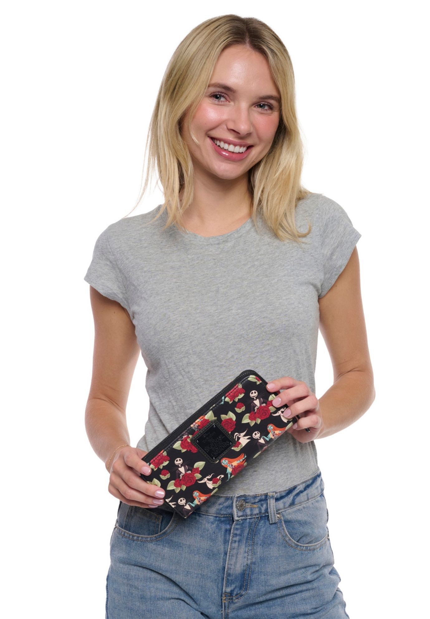 Loungefly x The Nightmare Before Christmas Jack Skellington Floral Zip Wallet, BLACK, alternate image number 6