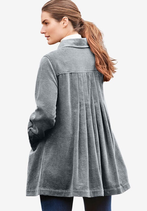 Pleat-Back Corduroy Jacket, GUNMETAL, hi-res image number null