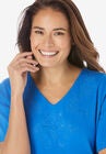 Embroidered V-Neck Tee, , alternate image number null