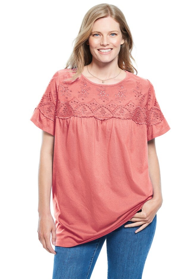 Flutter Sleeve Eyelet Tunic, , alternate image number null